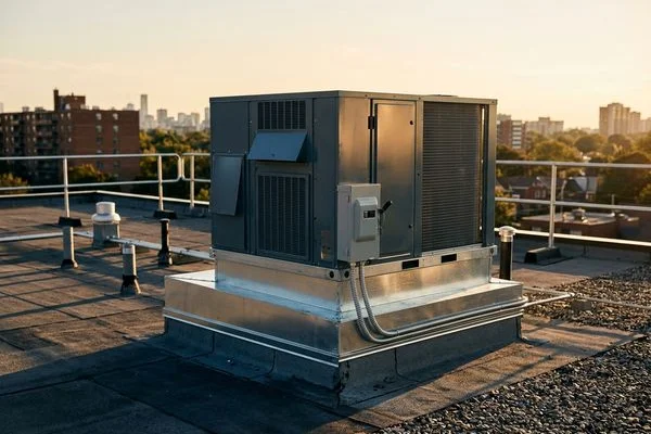 3-ton RTU installed after hours on a Davisville clinic roof