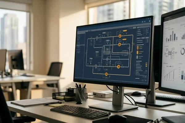 BAS screen showing hydronic loop and pump status