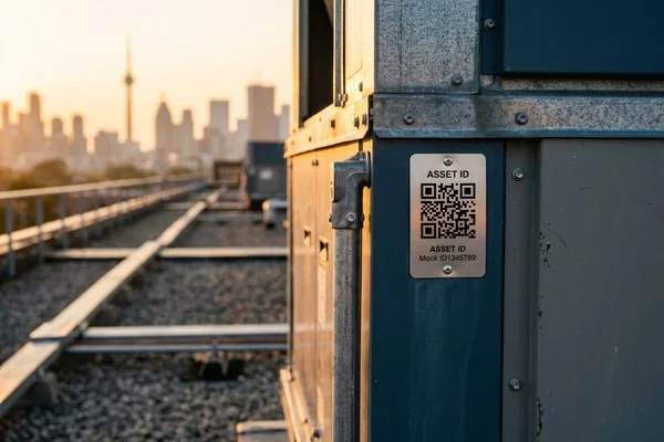 Equipment inventory tag on an RTU panel