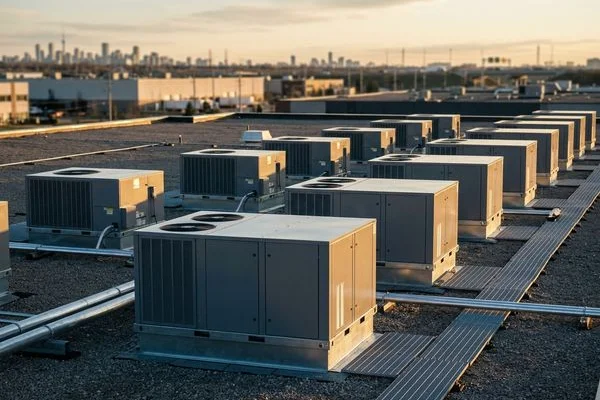 Fourteen new Lennox LCG units on the Airport Rd park