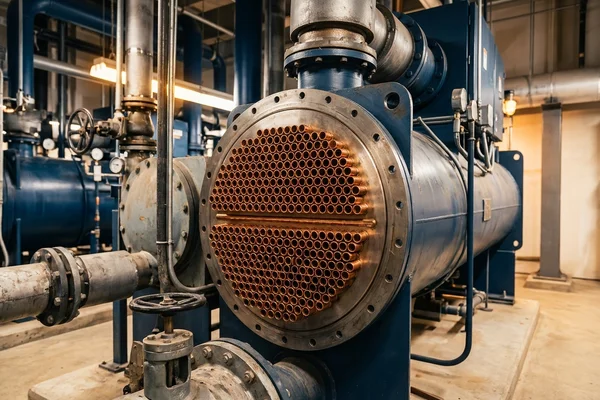 New tube bundle in a centrifugal chiller during a Bay Street retube