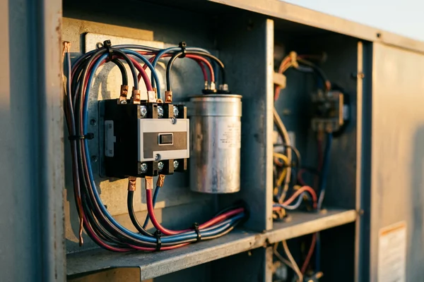 Replaced contactor and capacitor in an RTU control panel