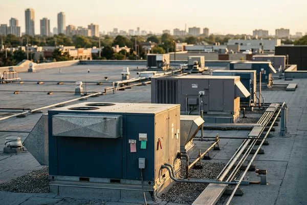 Tagged RTUs on a North York plaza under a portfolio contract