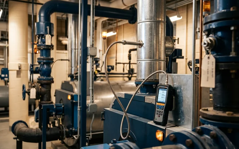 Combustion analysis on a commercial boiler