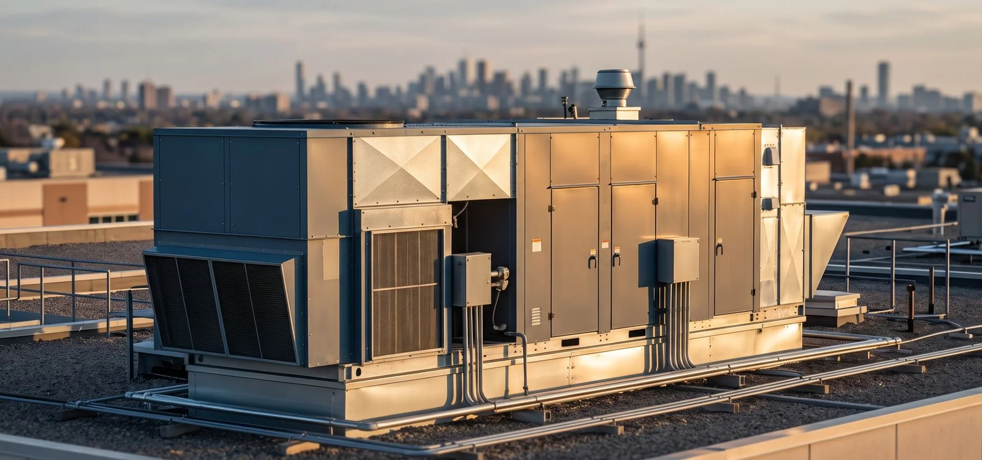 Carrier WeatherMaker packaged rooftop unit on a GTA retail plaza roof