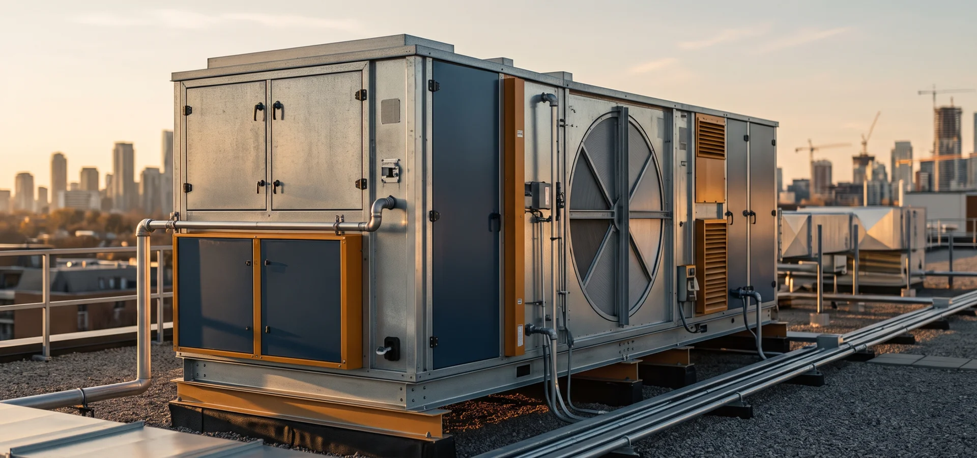 Dedicated outdoor air system unit with energy recovery on a Toronto office roof